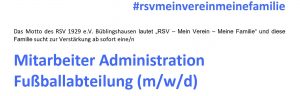 Read more about the article Gesucht: Vereinsmitarbeiter im Bereich „Administration“
