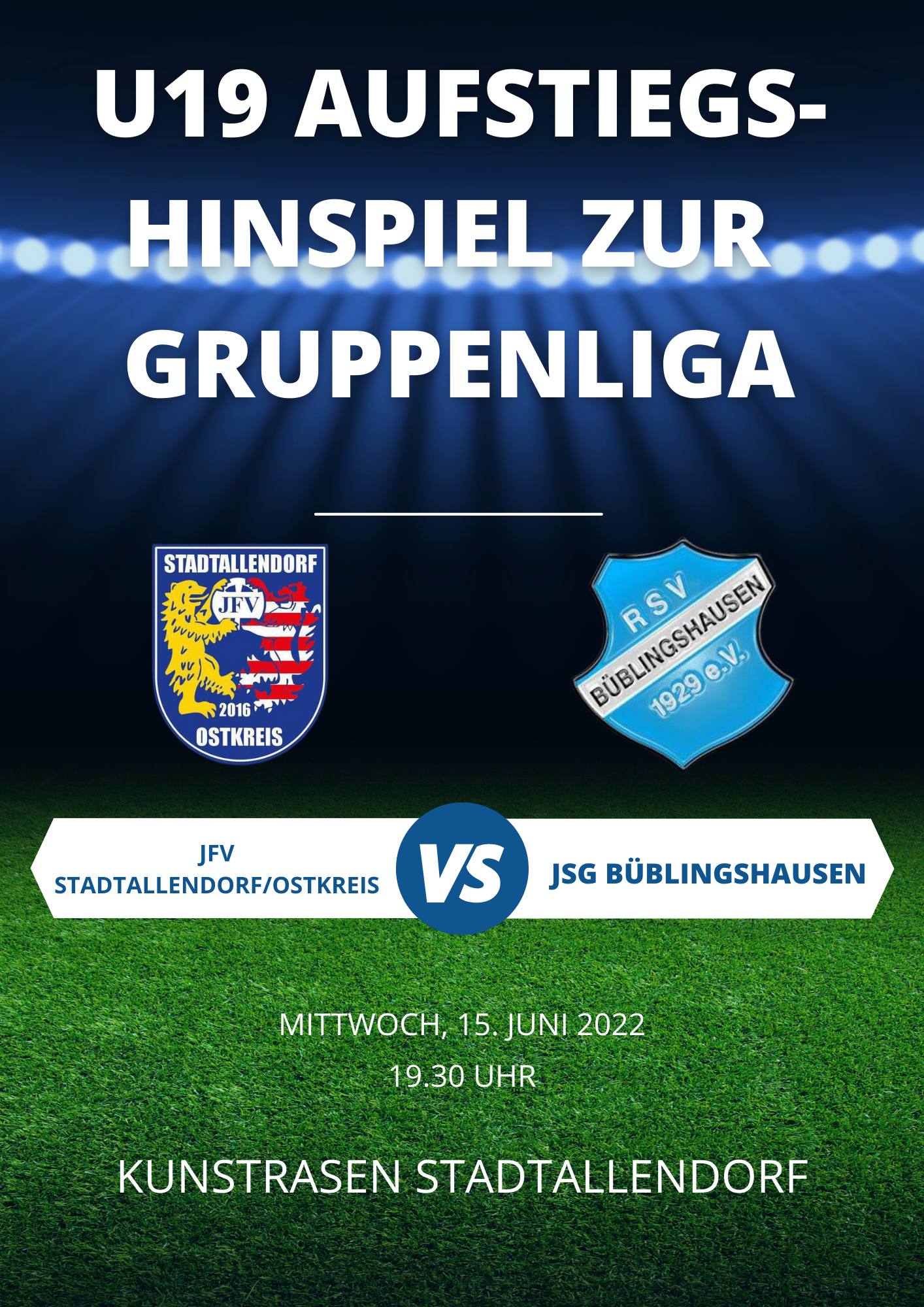 You are currently viewing Aufstiegs-Hinspiel zur A-Jugend-Gruppenliga am Mittwoch