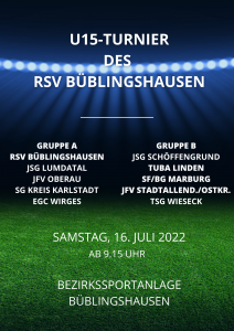 Read more about the article U15-Turnier: Attraktiver Jugendfußball Samstag auf der Bezirkssportanlage