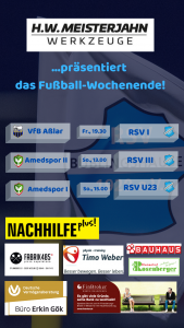 Read more about the article Freitag: Wichtige Spiele für A-Jugend und RSV I – U23 und „Dritte“ Sonntag zu Gast bei Amedspor