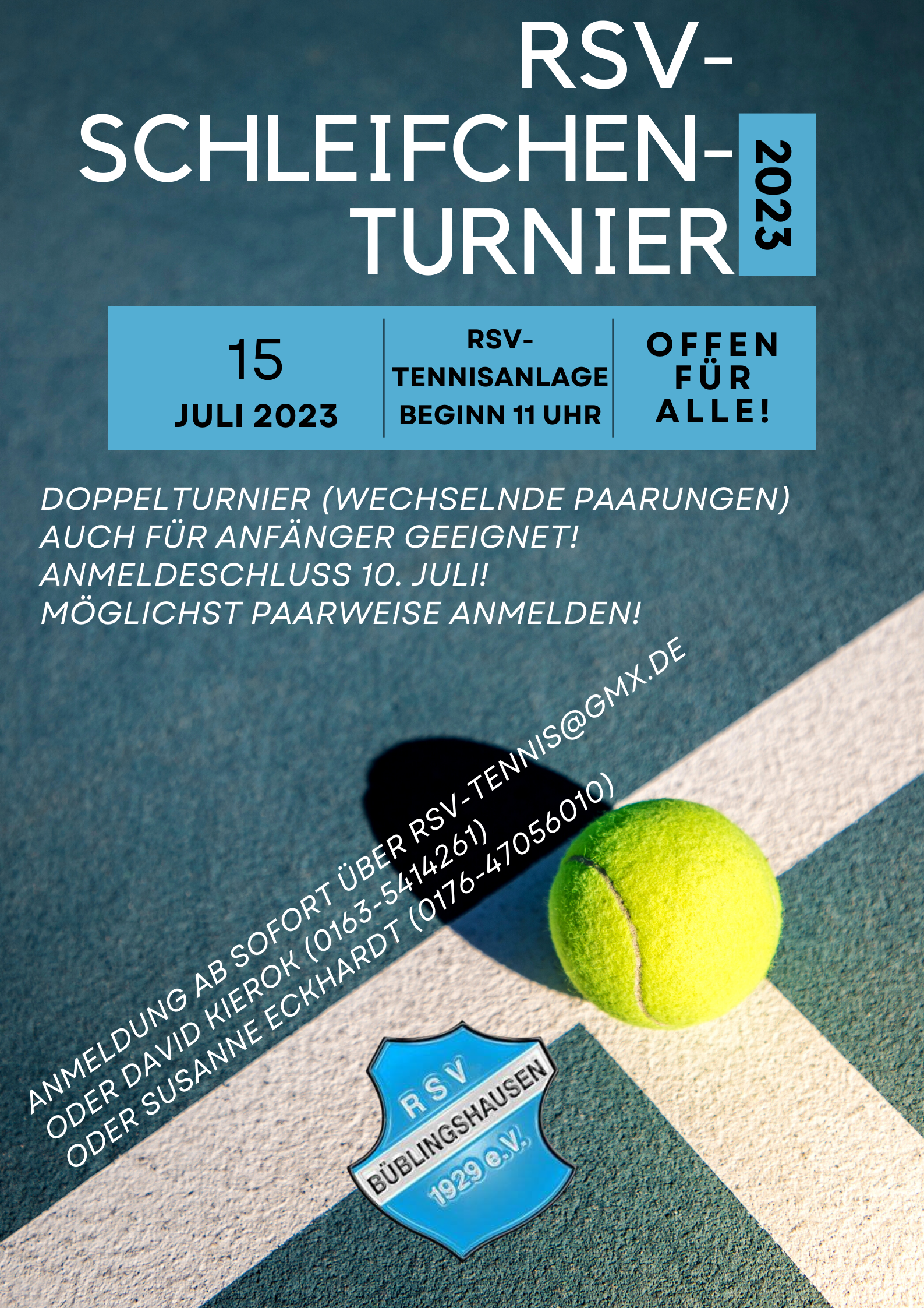 Read more about the article Tennis: Schleifchenturnier für alle am 15. Juli