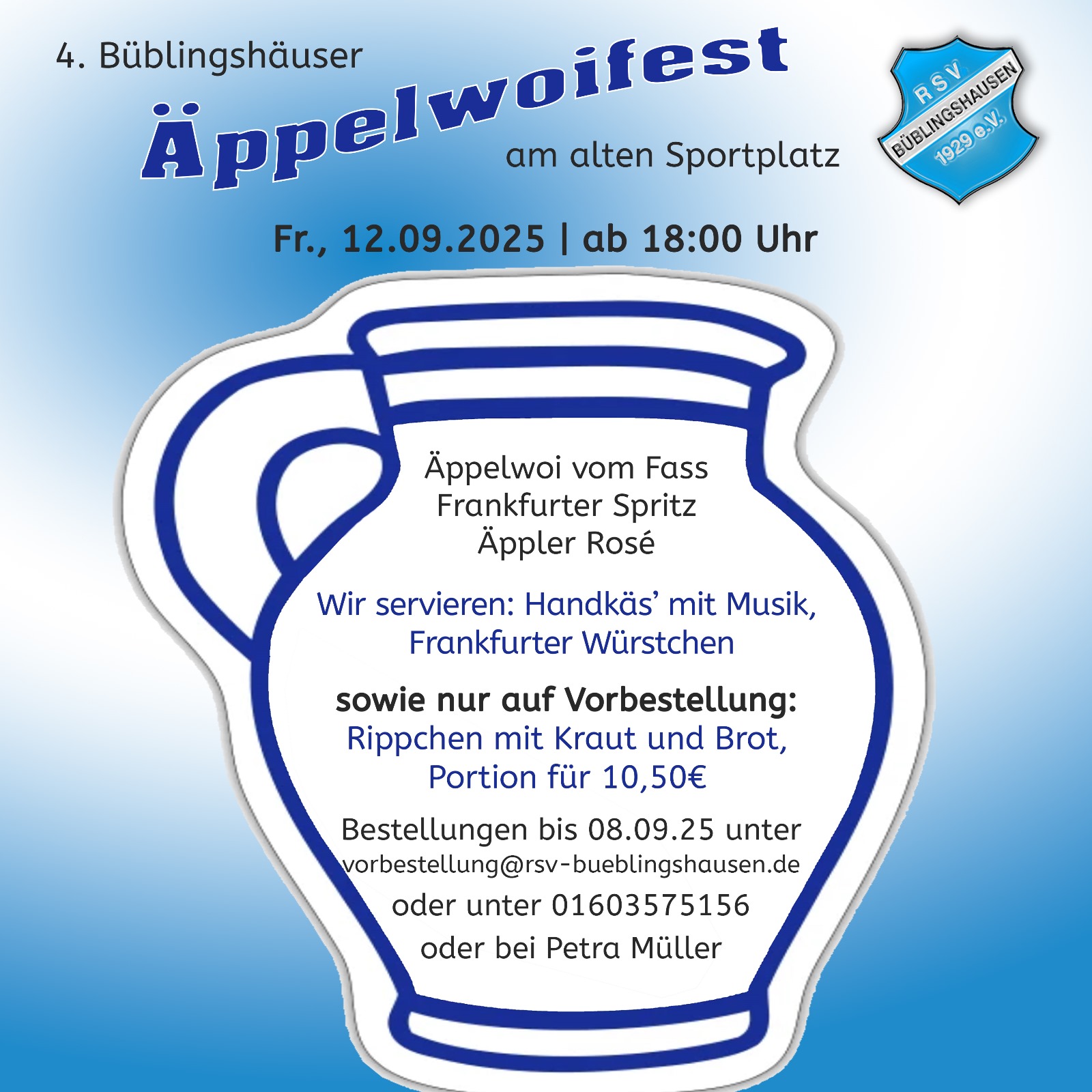 Du betrachtest gerade Der RSV lädt ein zum 4. Büblingshäuser Äppelwoi-Fest!
