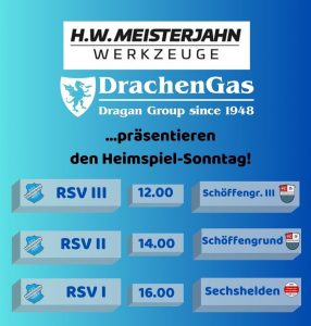 Mehr über den Artikel erfahren Heimspiel-Sonntag auf der DrachenGas-Sportanlage!